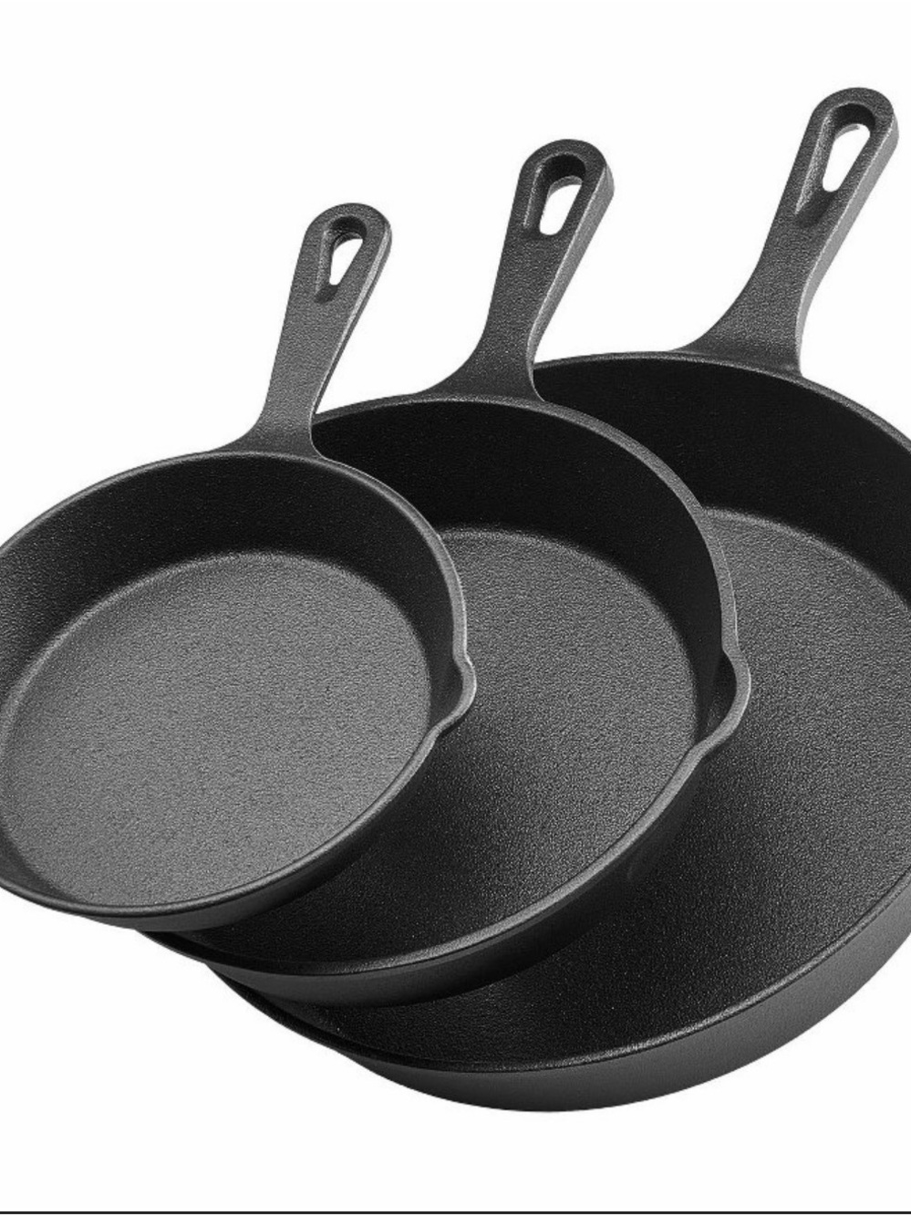 Classic Black Cast Iron Skillet Set - 3 Pieces
